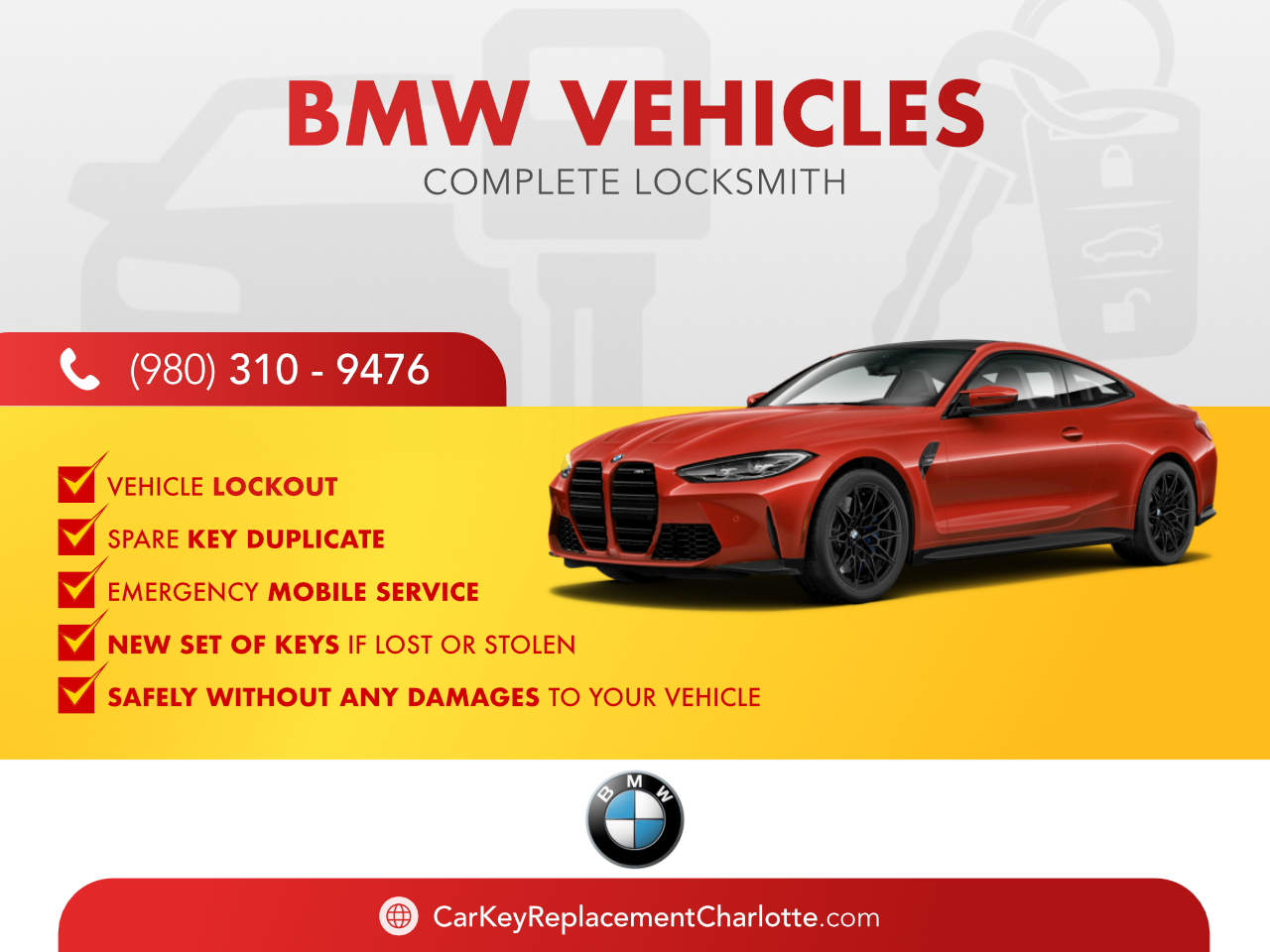 BMW, auto locksmith, vehicles, car key replacement, charlotte, car locksmith, car keys, vehicle lockout, emergency locksmith service
